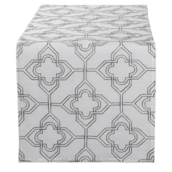 Off White Base Embroidered Lattice Table Runner {1}