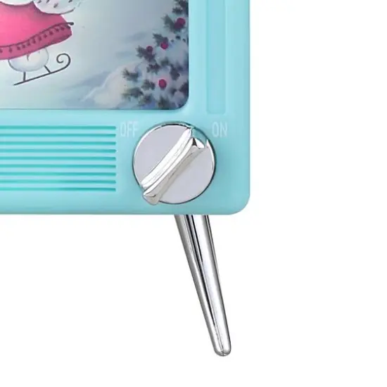 Teal Plastic Musical LED TV Ornament {7}