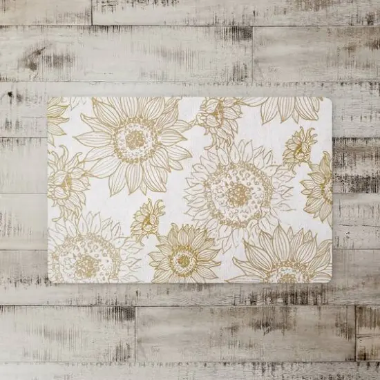 Large Sunflower Head Floor Mat Gold and White {3}