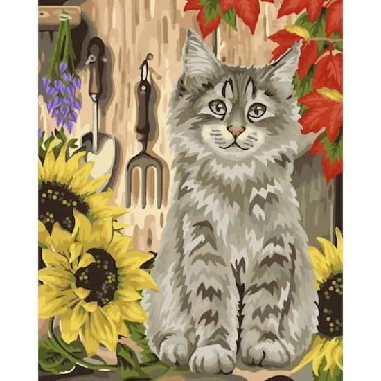 Crafting Spark Cat with Sunflowers Painting by Numbers Kit {1}