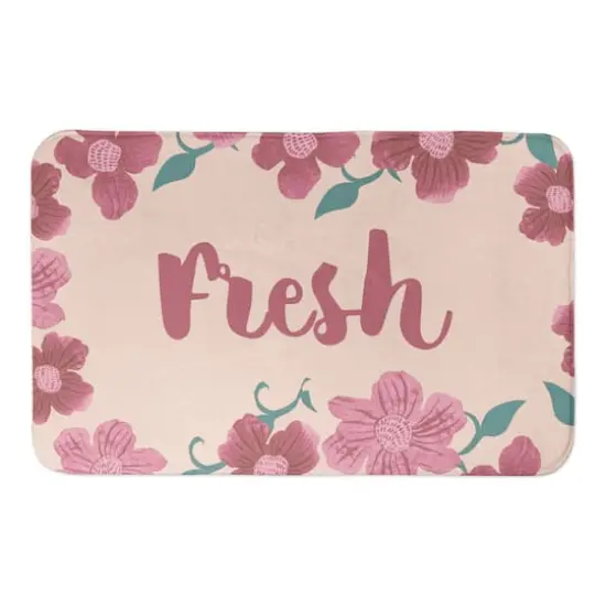 Fresh Pink Florals 34" x 21" Bath Mat {1}