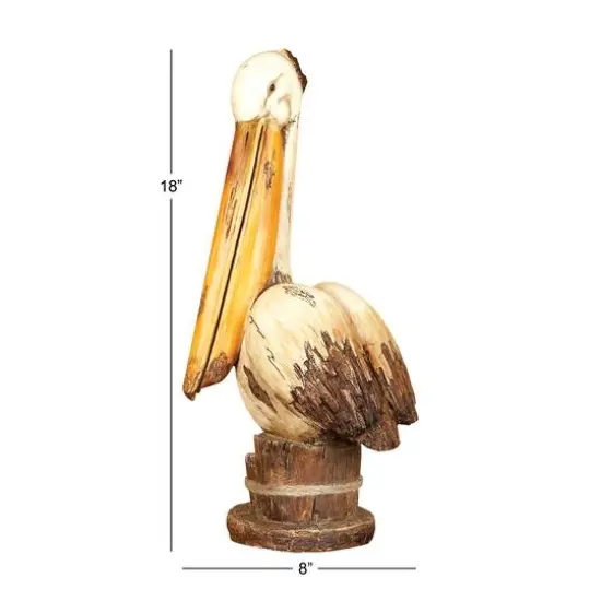 Cream Polystone Coastal Sculpture, Bird 18" x 7" x 7" {10}