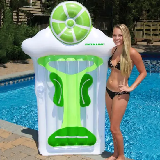 Swimline 6ft. Inflatable Green & White Novelty Margarita Swimming Pool Raft {4}