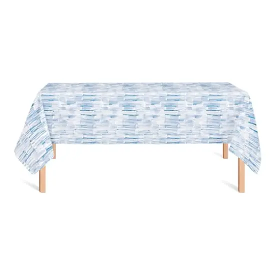 102" Blue Watercolor Hatch Pattern Tablecloth {1}