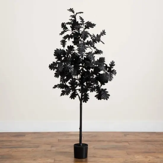 5ft. Artificial Halloween Black Oak Tree {7}