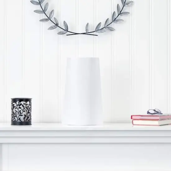 14" White Modern Metal Vase {4}