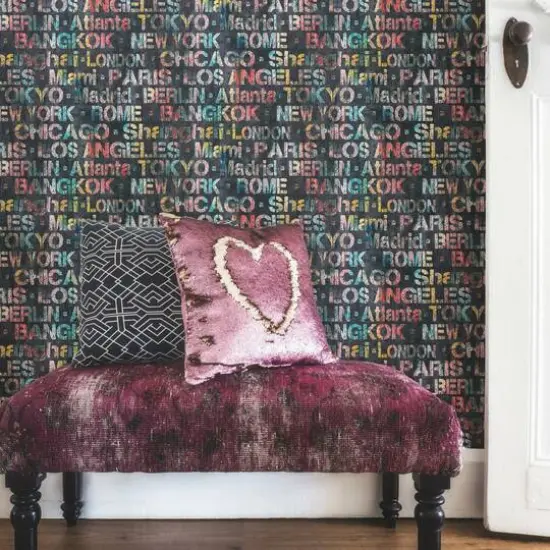 RoomMates Cities Of The World Peel & Stick Wallpaper Pink/Yellow {7}