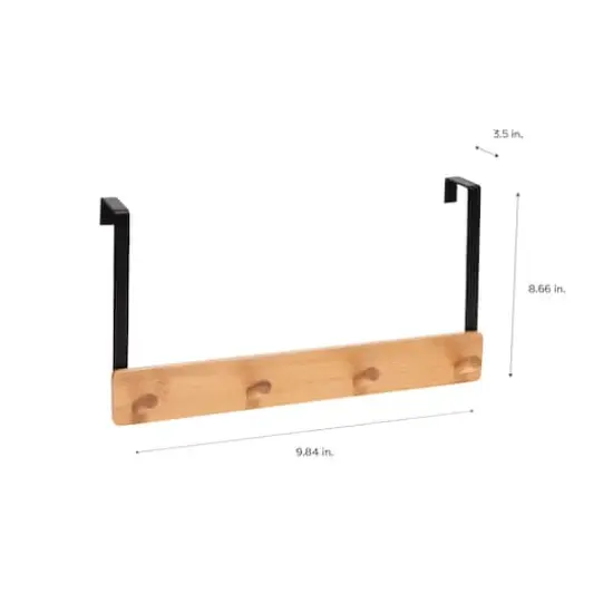 Simplify Black Over the Door Bamboo 4 Hook {4}