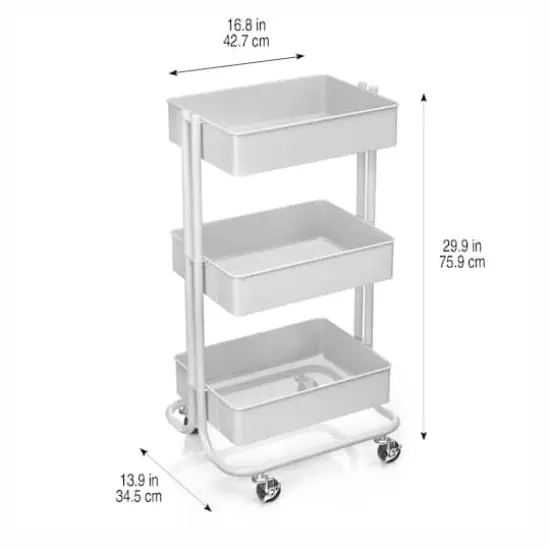 Lexington 3-Tier Rolling Cart by Simply Tidy&reg; White {4}