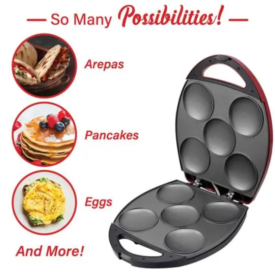 Brentwood Red 1200 Watt 5-Piece Nonstick Arepa Maker {7}