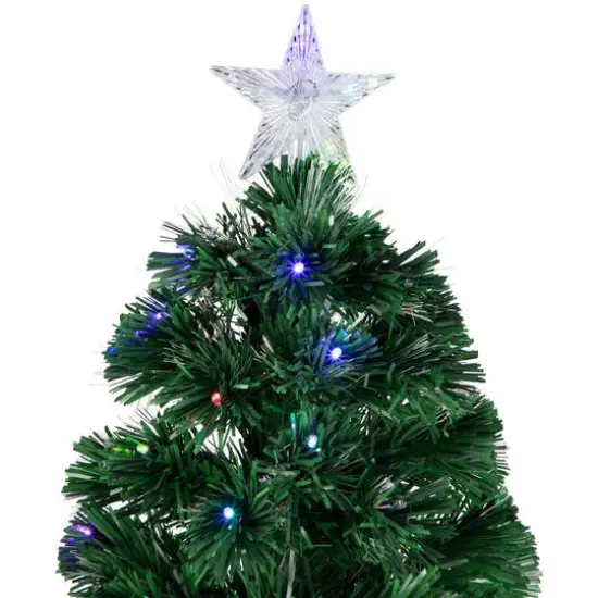 6ft. Pre-Lit Fiber Optic Artificial Christmas Tree with Star Tree Topper and Pot, LED Color-Changing Lights {8}