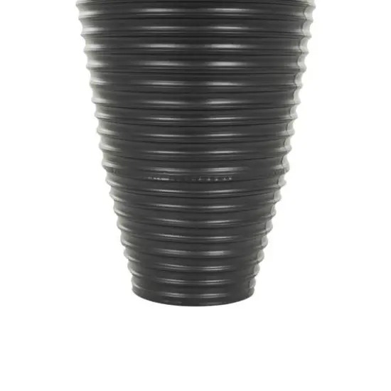 Black Ribbed Floor Metal Vase Set with Horizontal Grooves {6}