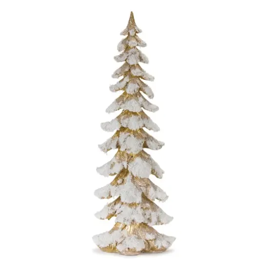 26" Unlit White & Gold Artificial Christmas Tree {1}