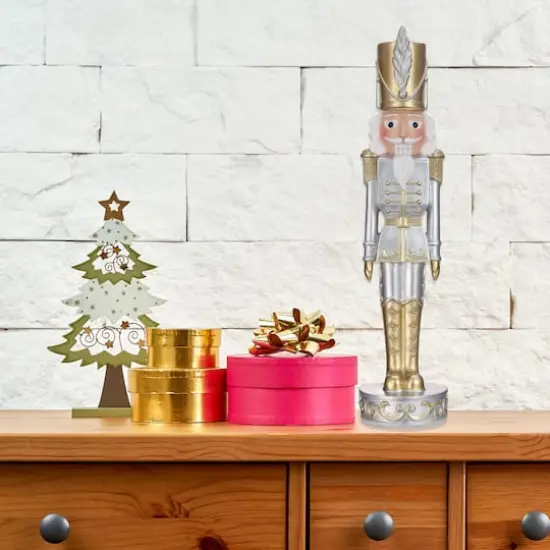 Haute Decor 12.5" Gold & Silver Tabletop Christmas Nutcracker Soldier {4}