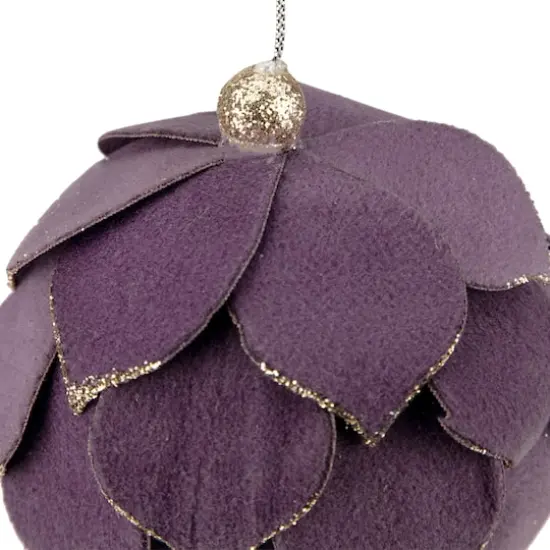 7" Purple Flower Glitter Petal Shatterproof Ball Ornament {3}
