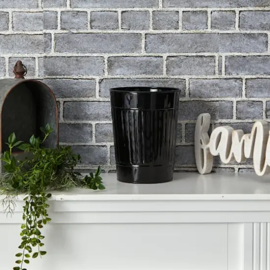 10" Black Farmhouse Country Pail Planter {4}