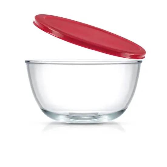 JoyJolt&reg; Glass Mixing Bowls with Lids Set Red {7}