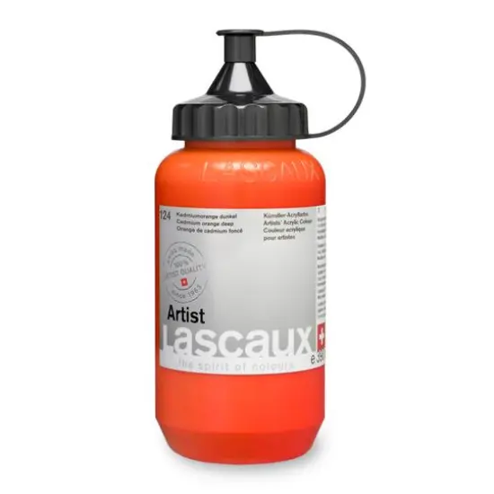 Lascaux Artist Acrylic Paint, 390mL 124 Cadmium Orange Deep {4}