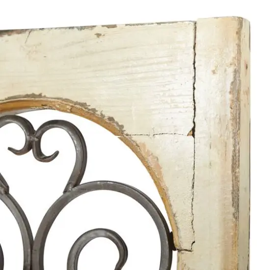 58" White Farmhouse Ornamental Metal & Wood Wall D&eacute;cor {7}