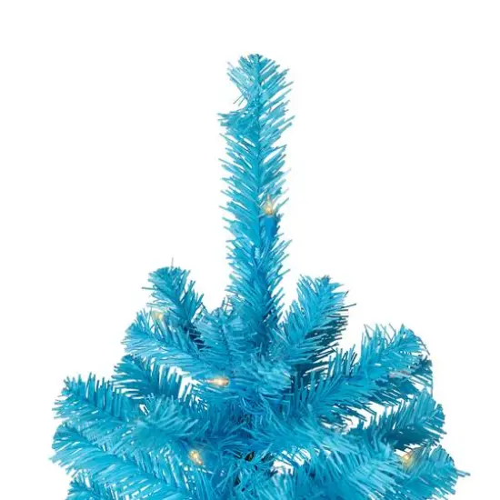 7ft. Pre-Lit Medium Sky Blue Pine Artificial Christmas Tree, Clear Lights {4}