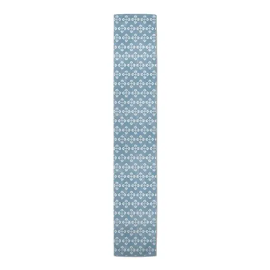 90" Blue Tribal Pattern Cotton Twill Runner {4}