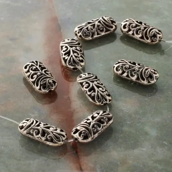 Silver Plated Vine Pattern Beads, 20mm by Bead Landing&trade; {3}