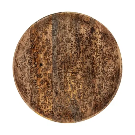 Hello Honey&reg; 15.5" Round Mango Wood Tray with Laser Etched Botanicals {8}