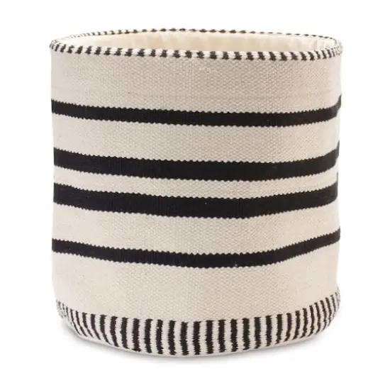 Black & White Striped Woven Cotton Basket Set {3}