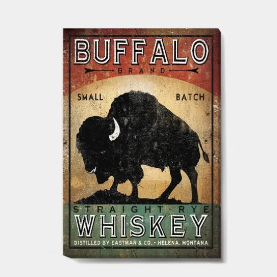 Designart - Vintage Buffalo Whiskey - Wildlife Premium Canvas Wall Art {1}