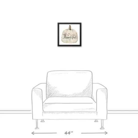 Thankful White Pumpkin Canvas Wall Art with Black Frame {5}