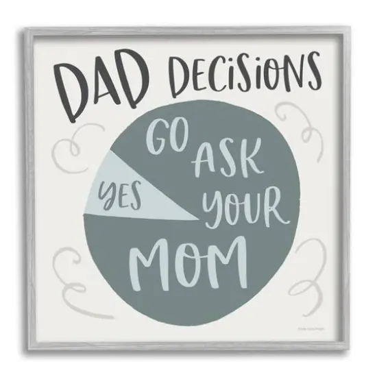 Stupell Industries Humorous Dad Decisions Pie Chart Phrase Framed Giclee Art Gray {1}