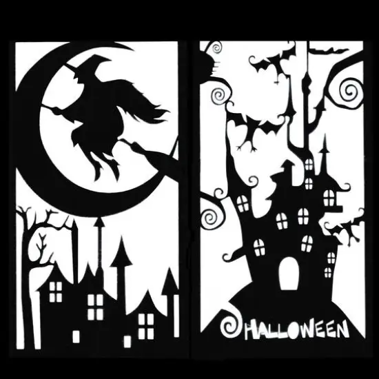 16" Black Halloween Haunted House Lantern {7}