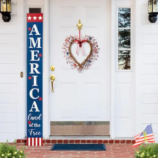 Glitzhome&reg; 17" Patriotic American Berry Heart Wreath {5}