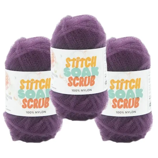 3 Pack Lion Brand&reg; Stitch Soak Scrub Yarn Plum {1}