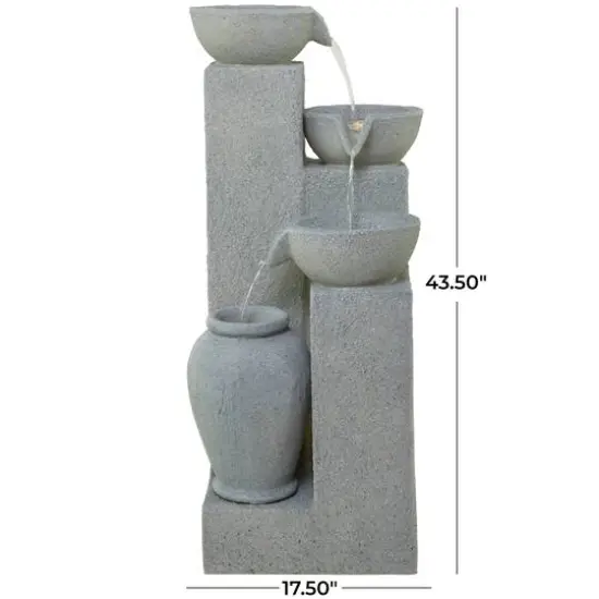43.5" Light Gray Fiberglass 4-Tier Fountain with LED Light {7}