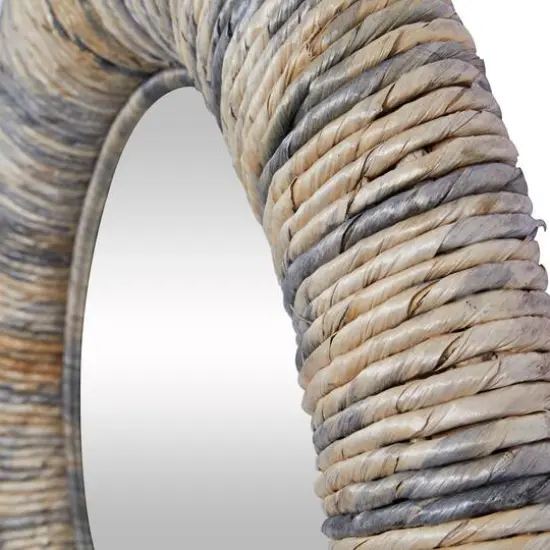 35" Gray Temper Border Coastal Style Round Wall Mirror {4}