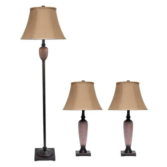 Lalia Home Hammered Bronze Table and Floor Lamp Set {1}