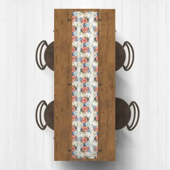 Orange & Blues Floral Indoor/Outdoor Table Runner {3}