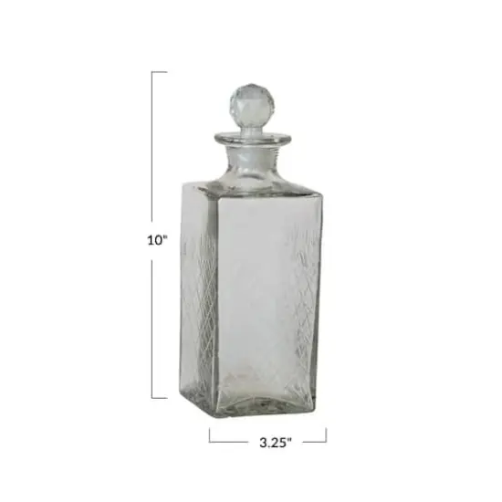 Hello Honey&reg; 16oz. Clear Reclaimed Etched Square Glass Decanter {3}
