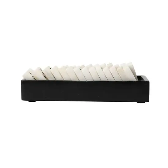 Hello Honey&reg; 9" Black and White Handmade Alabaster Dominos in Soapstone Tray {4}