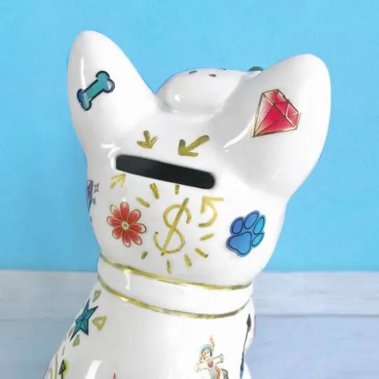 Bright Stripes Tattoo A Frenchie Ceramic Bank {6}