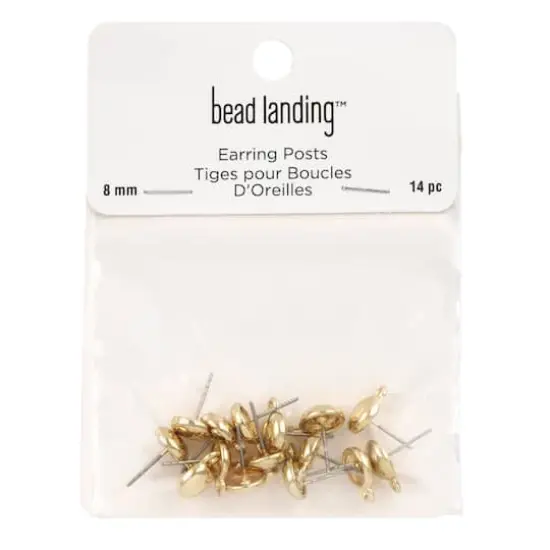 8mm Earring Posts, 14ct. by Bead Landing&trade; Gold {3}
