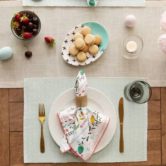 DII&reg; Misty Blue Dobby Dots Rib Placemat (Set of 6) {7}