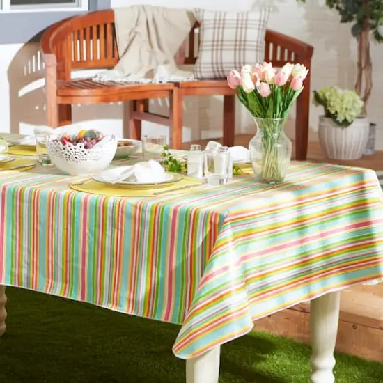 Spring Stripe Vinyl Tablecloth 60" x 102" {4}