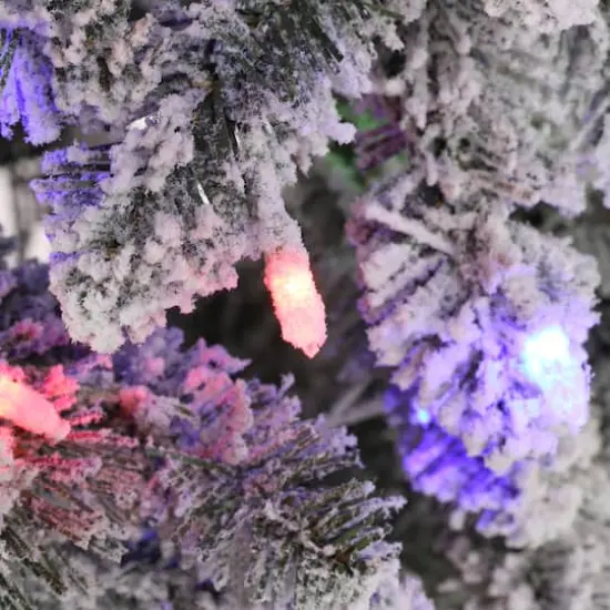 Glitzhome&reg; 7.5ft Pre-Lit Flocked Artificial Christmas Tree, Warm White Lights {7}