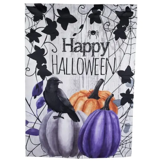 40" x 28" Pumpkins & Crow Happy Halloween Outdoor House Flag {4}