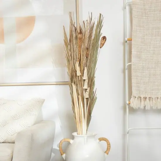 62" Beige Dried Plant Assorted Bouquet Palm Leaf Natural Foliage with Branch Accents {7}