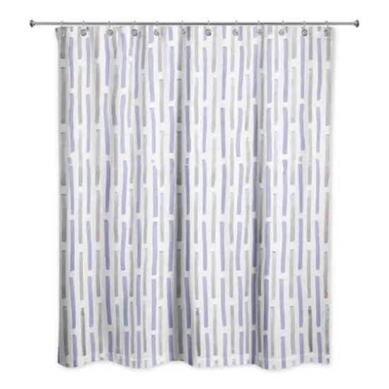 74" Hand Drawn Lines Shower Curtain Gray and Blue {1}