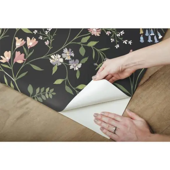 RoomMates Meadow Mix Peel & Stick Wallpaper Black/Multi {10}