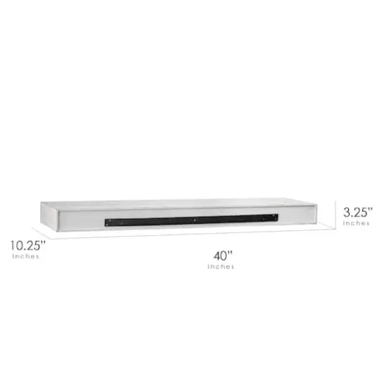 Whitewashed "Welcome" Text Engraving Floating Wall Shelf {7}